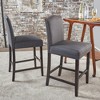SKRAN 26.25" Upholstered Counter Height Barstools, Leather Counter Stools Set of 2 with Nailhead Trim for Kitchen Pub Home Cafe - 2 of 4