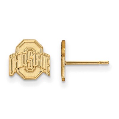 Black Bow Jewelry 14k Yellow Gold Ohio State Buckeyes NCAA Post Earrings