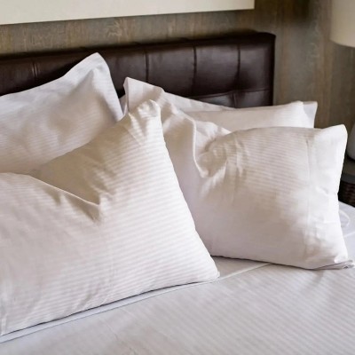T-310 White Blended 6MM Satin Stripe Bed Sheets By Rifz Textiles