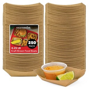 Stock Your Home Mini Disposable Brown Kraft Paper Food Trays (250 Pack) - 1 of 3