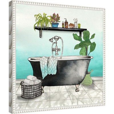 Elizabeth Medley Botanical Bath Framed Canvas Wall Art