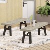 CAVINAS Composite Outdoor Furniture, Acacia Wood Out Door Table and Chairs Weather Resistant with 2 Benches for Patio, Gray - 2 of 4