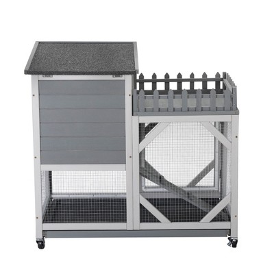 FURNIinspire Pet Crates and Houses, Bunny hutch, Bunny Cage with Roof, Indoor and Outdoor Rabbit Cage, Gray, 38.2"*23.6"*36.3"