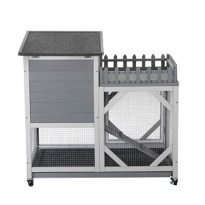 FURNIinspire Pet Crates and Houses, Bunny hutch, Bunny Cage with Roof, Indoor and Outdoor Rabbit Cage, Gray, 38.2"*23.6"*36.3" - 1 of 4