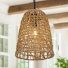 LNC Echbienisra 1-Light Matte Black Canopy with Natural Rattan Shade: UL Listed, Adjustable Height - 2 of 4