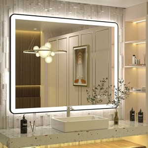 Apmir Super Bright Independent Controlled Front & Back LED Lighted Anti-Fog Aluminum Alloy Framed Tempered Glass Bathroom Mirror with  3-Year Warranty - 1 of 4