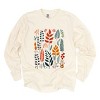 Simply Sage Market Winter Leaves Garment Dyed Long Sleeve - L - Ivory - 2 of 4