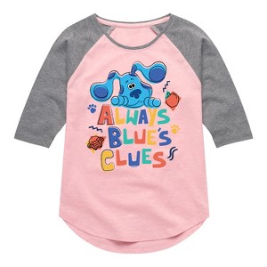 Girls' - Blue's Clues & You! - Always Blue's Clues Shirt Tail Raglan Graphic T-shirt - 1 of 3