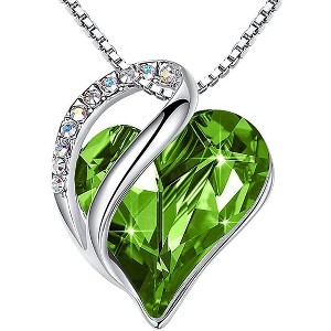Leafael Infinity Love Heart Pendant Necklace Birthstone Crystal Jewelry Gifts for Women, Silver-tone, 18"+2" - 1 of 4