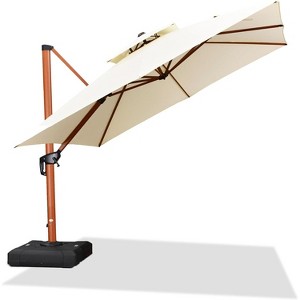 PURPLE LEAF 9/10/11/12ft Patio Umbrella with Base Outdoor Square Large Cantilever Umbrella Windproof Offset Heavy Duty Umbrella for Garden Deck Pool - 1 of 4