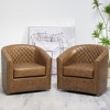 KINWELL 29" Wide Tufted PU Leather Swivel Barrel Chair (Set of 2) - 2 of 4