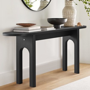 60" Modern Console Table Oval Console Table With Solid Wood Arched Legs Narrow Entryway Table-Tanpinhause - 1 of 4