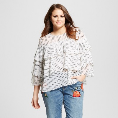 white ruffle shirt plus size