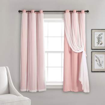 Lush Décor Grommet Sheer Panels With Insulated Blackout Lining Pink 38X45 Set