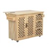 JUJABU Nature 53.2"W 3D Woven Checkerboard Pattern Design Kitchen Island with Drop Leaf,  Rolling Kitchen Island on Wheels - 2 of 4
