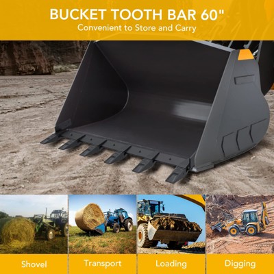 60" Bucket Tooth Bar, 23TF Bolt-on Tractor Bucket Teeth, Heavy Duty Bucket Tooth Kit for Loader Bucket Skidsteer Tractor