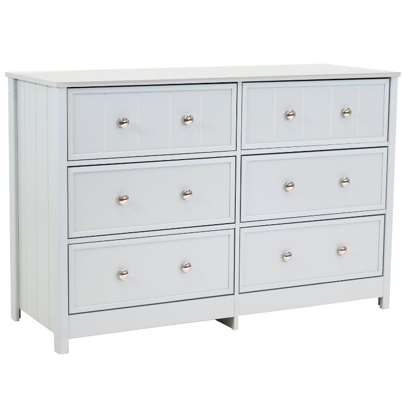 Sunnydaze MDF Indoor Beadboard Double Dresser with 6 Drawers - 31.5" H - Gray, 1 of 13