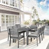 Martha Stewart Bedford Indoor-Outdoor Patio Set with 70" Table and 8 Dining Chairs with Brushed Woodgrain Aluminum Finish and All-Weather Seat Cushion - 2 of 4