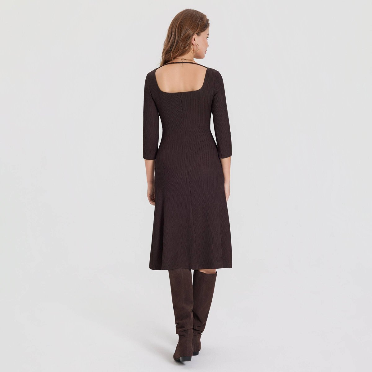 Женские платья A New Day Women's 3/4 Sleeve Textured Tunic Dress - A New Day™ Brown S — фото 2