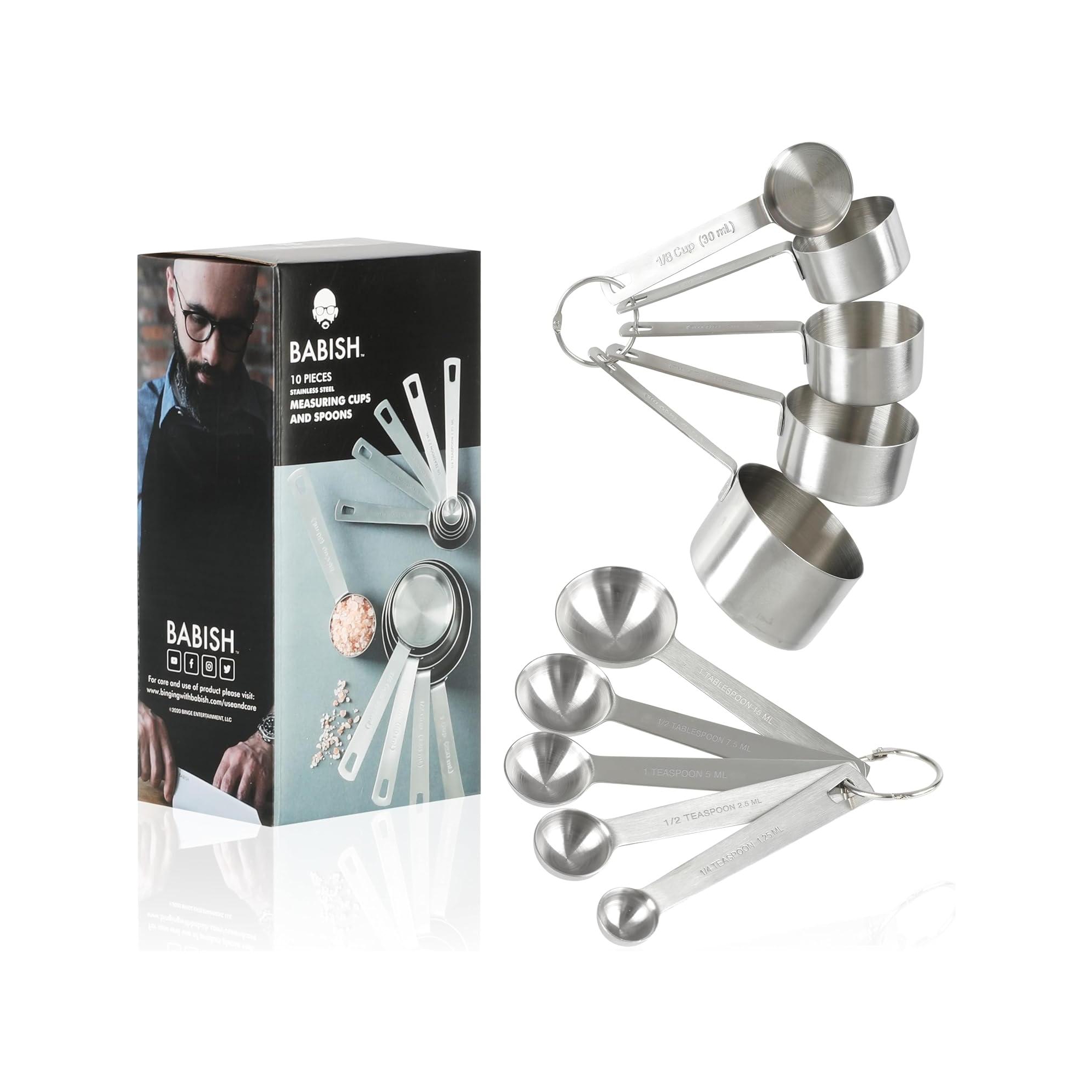 Babish 10-Piece Stainless Steel Measuring Cups & Spoons Set