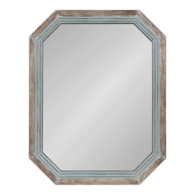 28" x 36" Palmer Wood Octagon Wall Mirror Blue/Brown - Kate and Laurel