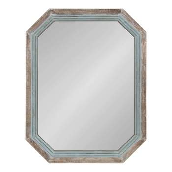 28" x 36" Palmer Wood Octagon Wall Mirror Blue/Brown - Kate and Laurel