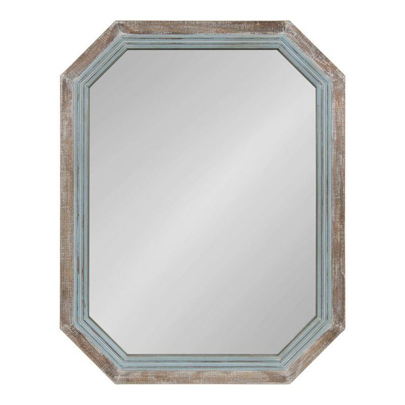 28&#34; x 36&#34; Palmer Wood Octagon Wall Mirror Blue/Brown - Kate and Laurel, 1 of 7