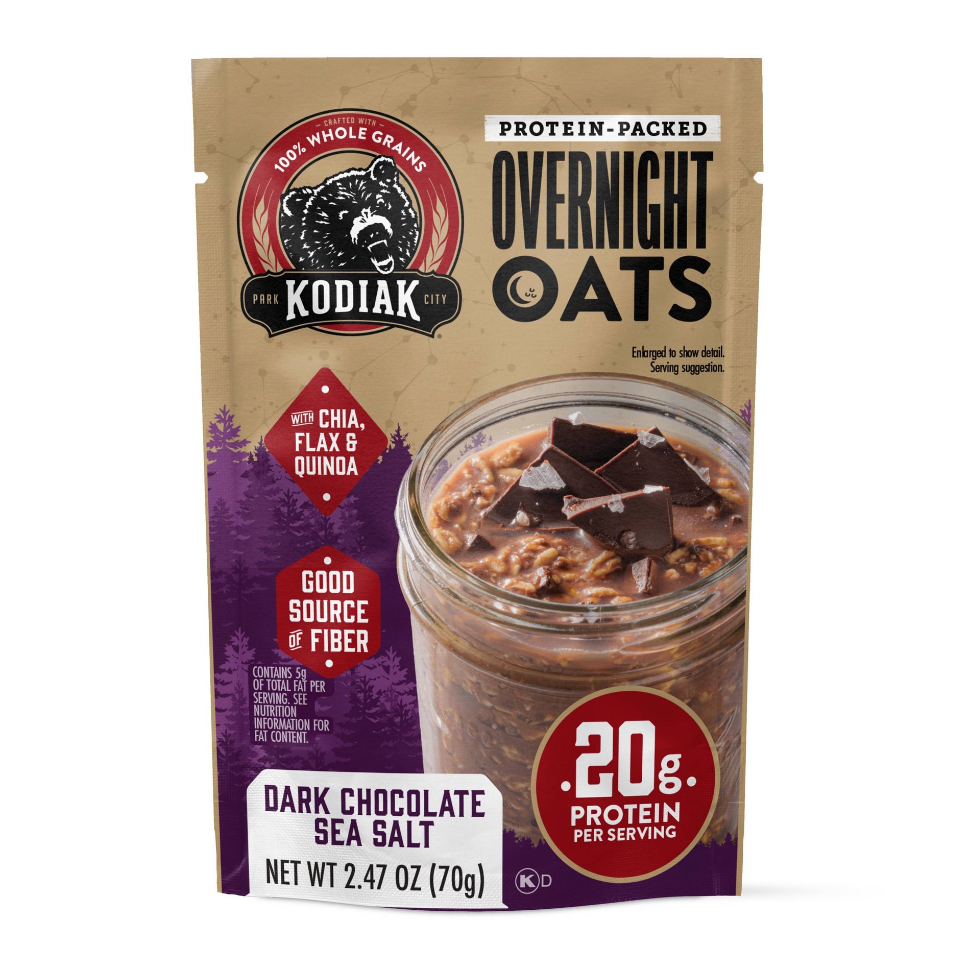 Kodiak Cakes Protein-Packed Dark Chocolate Sea Salt Overnight Oats - 2.47oz