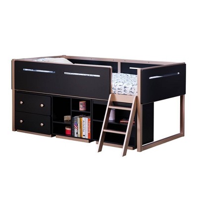 22" Prescott Youth Bookshelf in Black and Rose-Gold for Kids