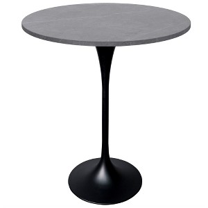 LeisureMod Verve 27" Round Bar Height Dining Table, Sintered Stone Top, Black Pedestal Base, Counter Height Table for Kitchen and Pub - 1 of 4