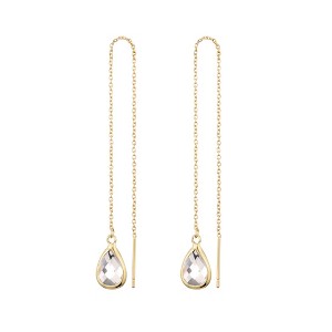 Adornia 14k Gold Plated Clear Crystal Threader Earrings - 1 of 4
