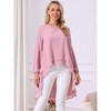 Seta T Women's Lantern Long Sleeve Round Neck High Low Irregular Hem Casual Blouse - 3 of 4