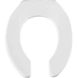 Never Loosens Round Open Front Commercial Plastic Toilet Seat White - Mayfair by Bemis