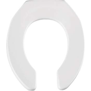 Never Loosens Round Open Front Commercial Plastic Toilet Seat White - Mayfair by Bemis