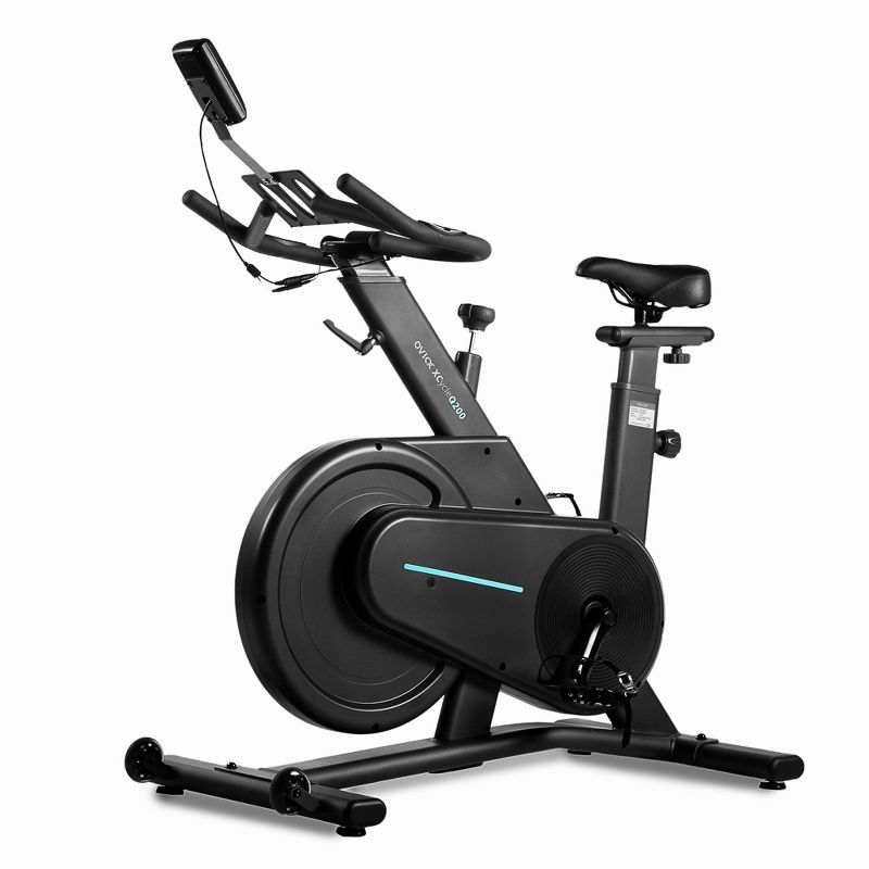 OVICX Q200C Comfortable Home Workout Exercise Bike with Customizable Seat & Bullhorn Handlebars, Digital LCD w/Real Time Stats, & No Slip Cage Pedals, 1 of 7