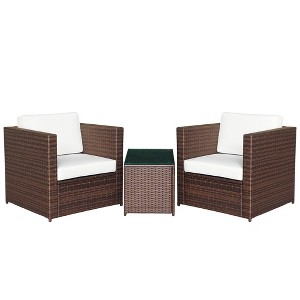 Wicker Bistro Patio Set, 2 Porch Chairs & Glass Table - 1 of 4