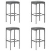 vidaXL Patio Bar Set Outdoor Garden Table with Stool with Cushions Poly Rattan - Gray 43.3" Table Length 4 Piece - 4 of 4
