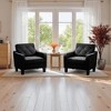 Living Room Modern Accent Chair set of 2, Upholstered Side Chair Reading Chairs with Padded Cushion, Dark Gray - 2 of 4