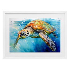 Stupell Industries Graceful Swimmer Tortoise Framed Print Under Glass Art - 1 of 4