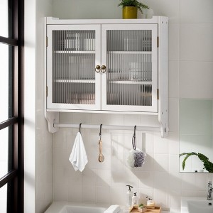 Aortzio 24.8"W Bathroom Wall Mounted Medicine Cabinet With Glass door & Towel Bar - 1 of 4