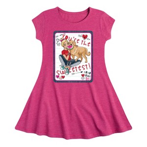 Girls' - Barbie - You're The Sweetest Barbie Fit & Flair Cap Sleeve Dress - 1 of 2