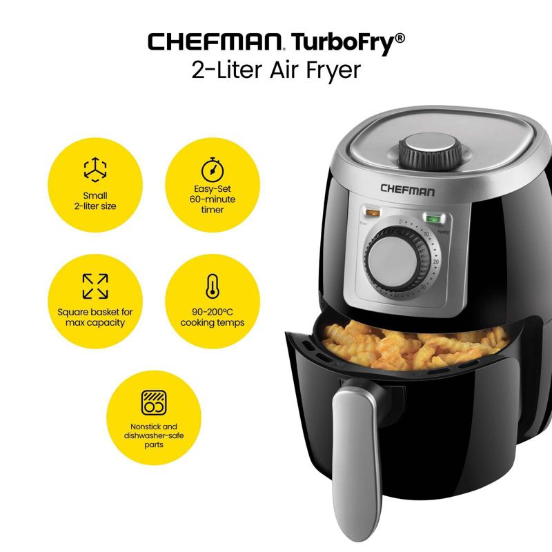 Chefman 2 Qt Air Fryer with Temperature Control and Timer - Black, 3 of 15