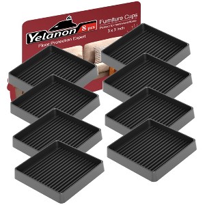 Aoibox Non Slip Furniture Pads 3 Inch Coasters Rubber Grippers Anti Skid Floor Protectors for Bed Couch 8 Pack Black - 1 of 4