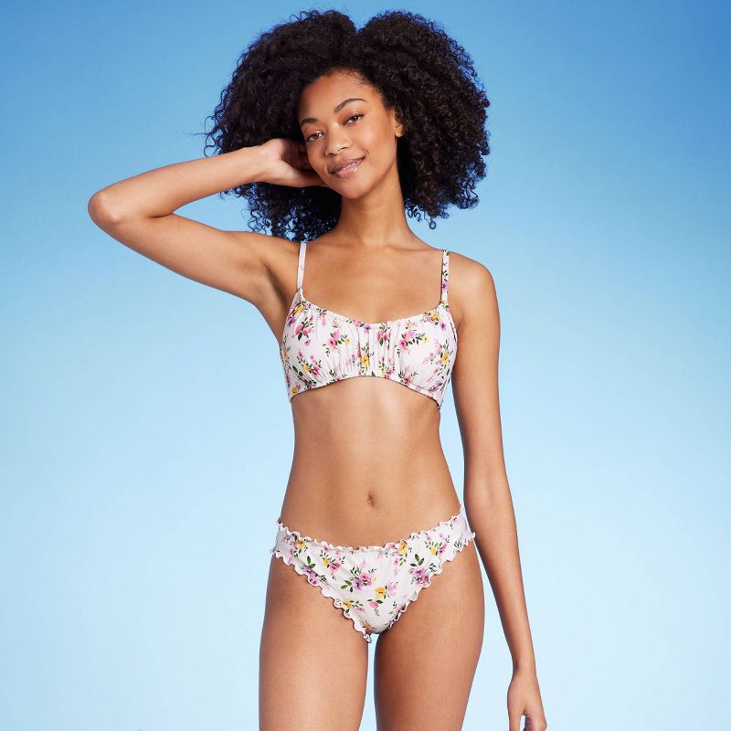 Women's Ruffle Cheeky Bikini Bottom - Shade & Shore™ Multi Ditsy Floral Print, 4 of 9