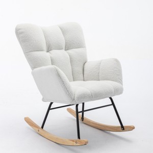GlasFlength Accent Chairs Modern Rocking Chair Armchair Lazy Chair Sofa Chair Reading Chair for Living Room, White, 31.5"*27.6"*37.4" - 1 of 4