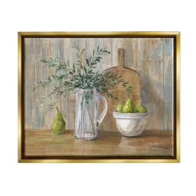 Stupell Industries Rustic Pears Still Life Framed Floater Canvas Wall Art