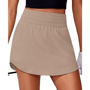 Pinspark Golf Skirts for Women High Elastic Waisted Athletic Skort 2 Pockets Curved Hem Tennis Skirt for Pickleball Workout - 1 of 4