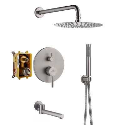 CASAINC 10 Inch Wall Mount Dual Shower Heads with Tub Faucet