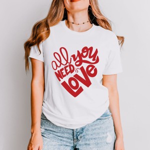 Simply Sage Market All You Need Is Love Short Sleeve Tee - S - White - 1 of 4