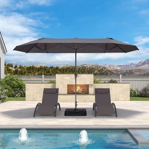 PURPLE LEAF 13ft Patio Market Umbrella and Base Double-Sided Rectangle Outdoor Table Sun Umbrellas with Crank - 1 of 4